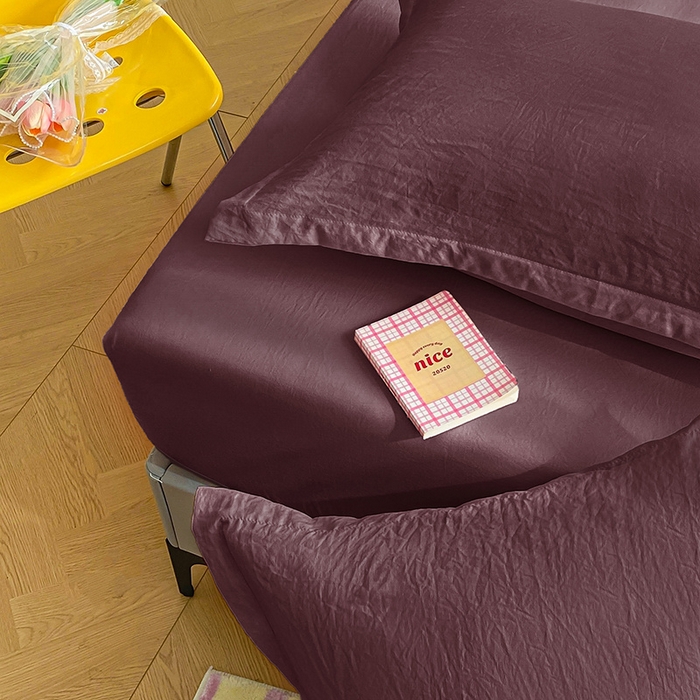 91家纺网 家纺一手货源 找家纺 恬澳家纺 2025新款森系水洗棉无印风单床笠 森系-椰棕色