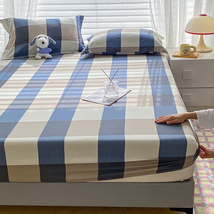 91家纺网 家纺一手货源 找家纺 恬澳家纺 2025新款森系水洗棉无印风单床笠 森系-英伦格