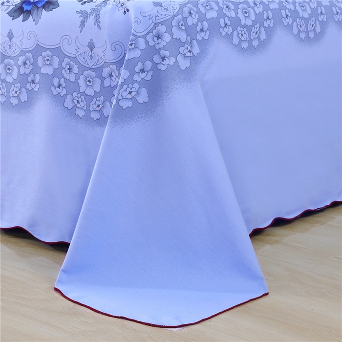 91家纺网 家纺一手货源 找家纺 居美良品 2025新款国民床单老式床单老粗布床单老上海床单-富贵牡丹花边款 富贵牡丹花边款-蓝色