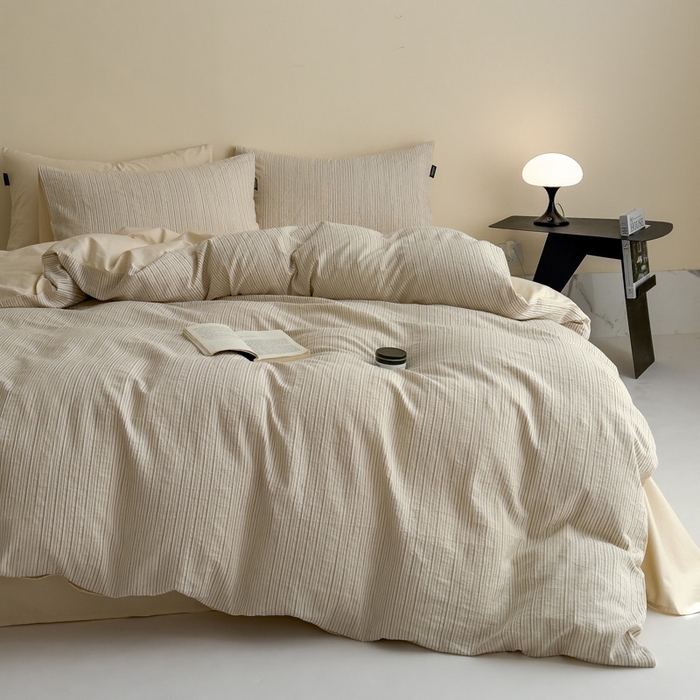 91家纺网 家纺一手货源 找家纺 席世家 2025新款全棉色织提花四件套-速写 速写-黄