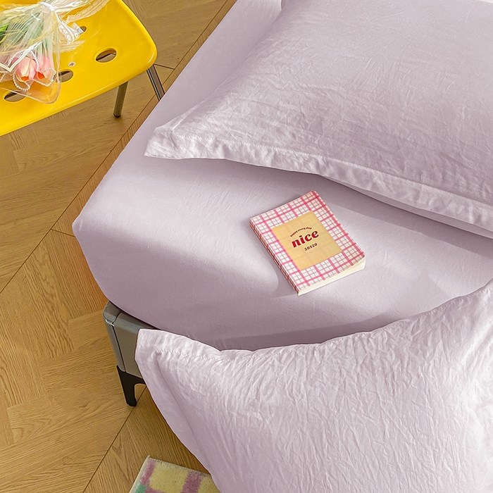 91家纺网 家纺一手货源 找家纺 恬澳家纺 2025新款森系水洗棉无印风单床笠 森系-酱紫