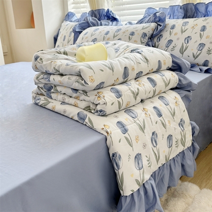 91家纺网 家纺一手货源 找家纺 （总）仟网汇 2025新款韩版糯糯棉花边夏被四件套田园法式