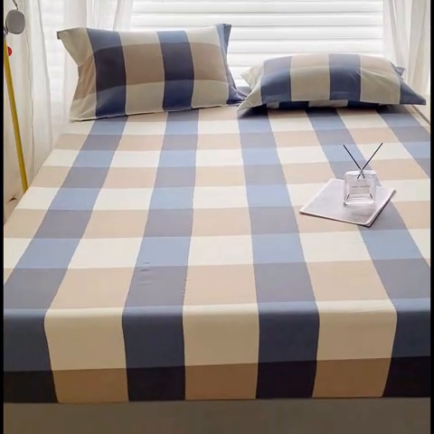 91家纺网 家纺一手货源 找家纺 恬澳家纺 2025新款森系水洗棉无印风单床笠 森系-英伦格