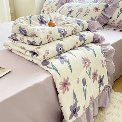 91家纺网 家纺一手货源 找家纺 （总）仟网汇 2025新款韩版糯糯棉花边夏被四件套田园法式