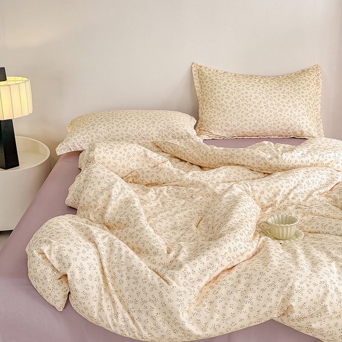 91家纺网 家纺一手货源 找家纺 壹号库 2025秋冬新款针织双层纱小清新印花四件套（专版花型） 安琪拉兔