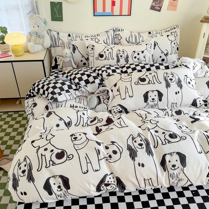 91家纺网 家纺一手货源 找家纺 （总）卡斯诺家纺馆 2025新款A类亲肤芦荟棉水洗棉印花四件套（下载文件夹包含买家秀）