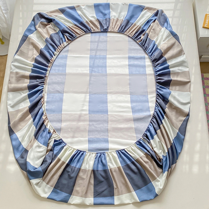 91家纺网 家纺一手货源 找家纺 恬澳家纺 2025新款森系水洗棉无印风单床笠 森系-英伦格