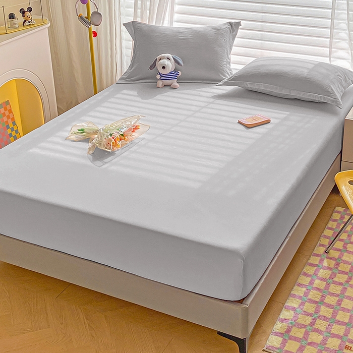 91家纺网 家纺一手货源 找家纺 恬澳家纺 2025新款森系水洗棉无印风单床笠 森系-岩灰