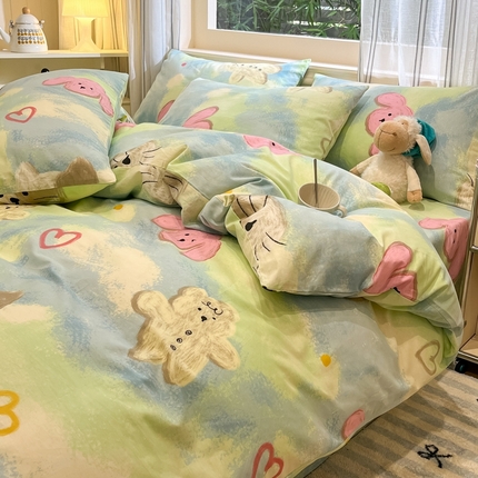 吉象家纺 2025新款全棉斜纹印花四件套 蜡笔画