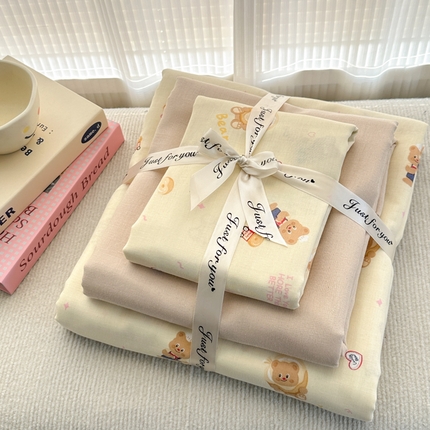 2025新款全棉A类双层纱四件套系列-叠拍 面包熊