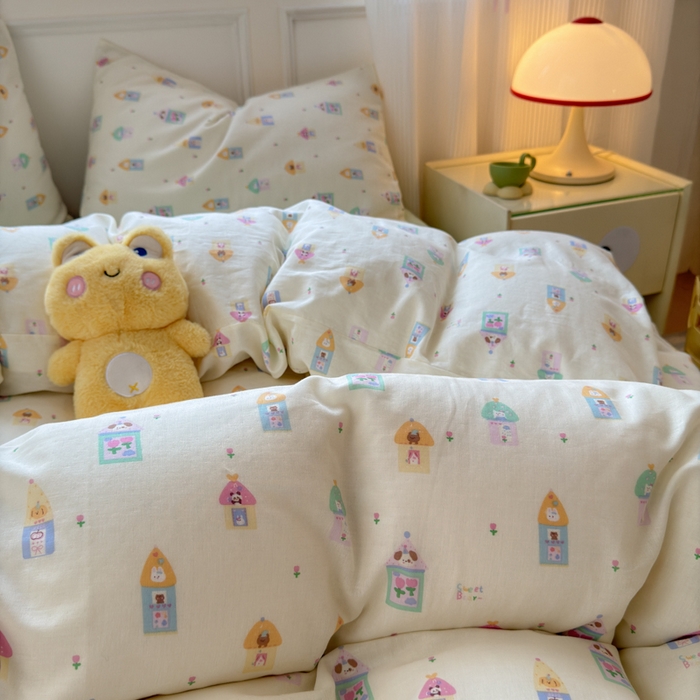 91家纺网 家纺一手货源 找家纺 2025新款全棉A类双层纱四件套系列-床拍 爱丁堡