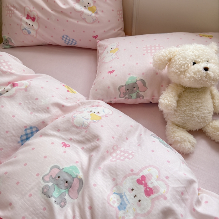 91家纺网 家纺一手货源 找家纺 2025新款全棉A类双层纱四件套系列-床拍 趣味王国