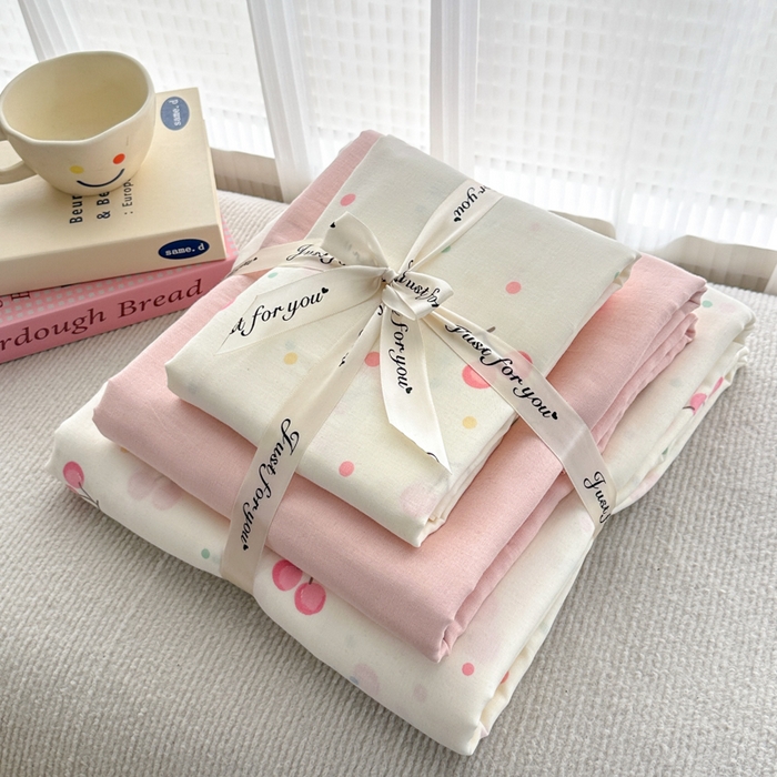 91家纺网 家纺一手货源 找家纺 2025新款全棉A类双层纱四件套系列-叠拍 樱桃果