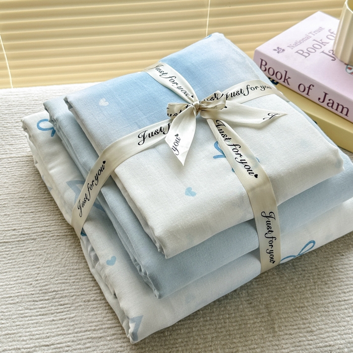 91家纺网 家纺一手货源 找家纺 2025新款全棉A类双层纱四件套系列-叠拍 星辰