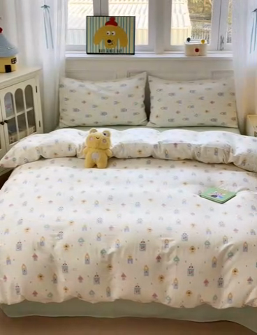 91家纺网 家纺一手货源 找家纺 2025新款全棉A类双层纱四件套系列-床拍 爱丁堡