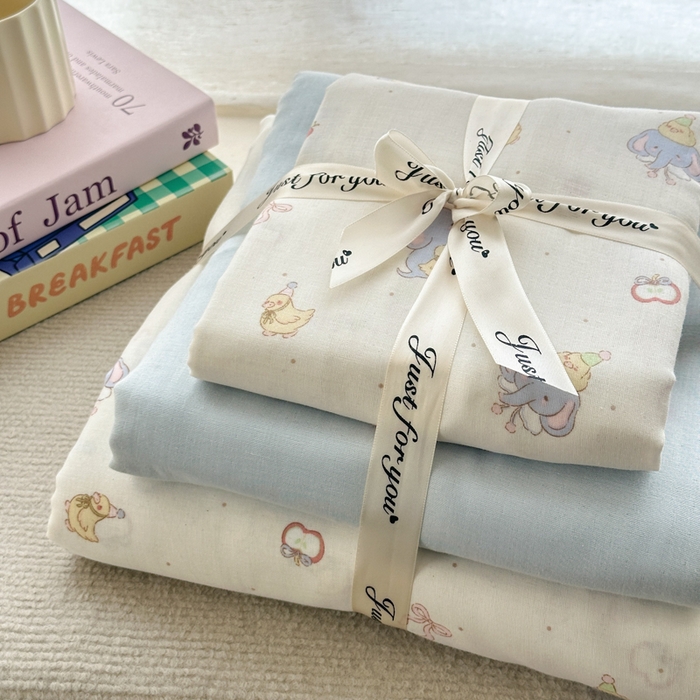 91家纺网 家纺一手货源 找家纺 2025新款全棉A类双层纱四件套系列-叠拍 可可象