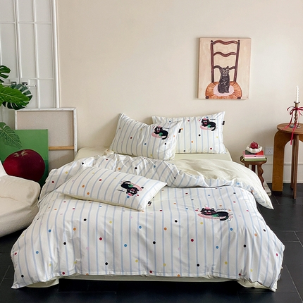 禾时 2025新款全棉印加绣系列四件套 猫的问题