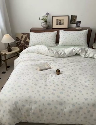 91家纺网 家纺一手货源 找家纺 2025新款全棉A类双层纱四件套系列-床拍 瑞莎