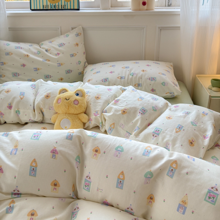 91家纺网 家纺一手货源 找家纺 2025新款全棉A类双层纱四件套系列-床拍 爱丁堡