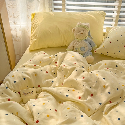 91家纺网 家纺一手货源 找家纺 繁花家居 2025新品超爆款亲肤水洗棉学生三件套四件套 芝士奶盖