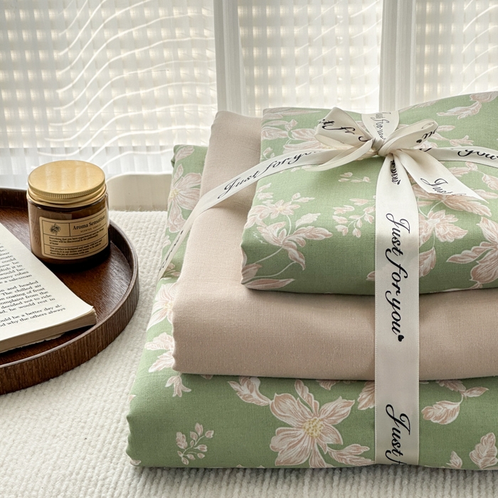 91家纺网 家纺一手货源 找家纺 2025新款全棉A类双层纱四件套系列-叠拍 温婉花语