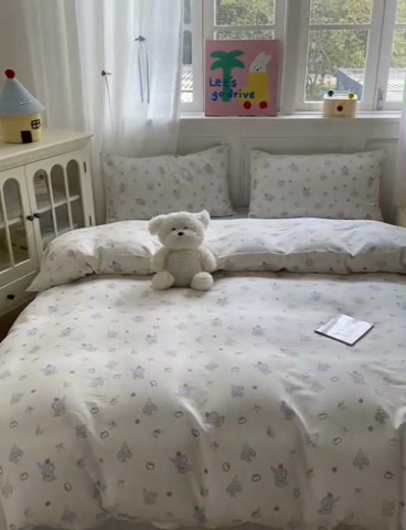 91家纺网 家纺一手货源 找家纺 2025新款全棉A类双层纱四件套系列-叠拍 可可象