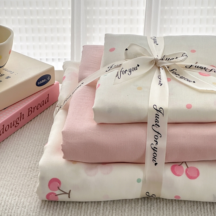 91家纺网 家纺一手货源 找家纺 2025新款全棉A类双层纱四件套系列-叠拍 樱桃果