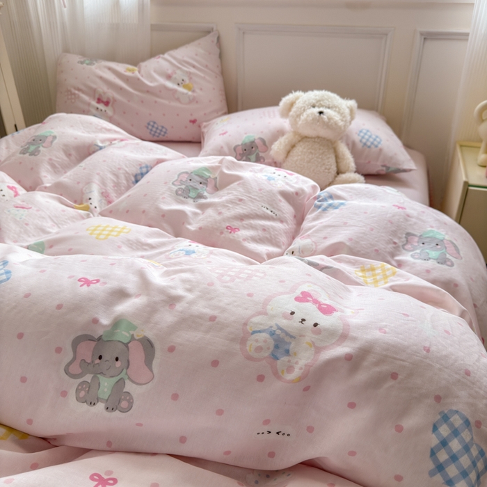 91家纺网 家纺一手货源 找家纺 2025新款全棉A类双层纱四件套系列-床拍 趣味王国