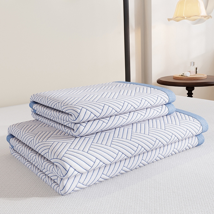 91家纺网 家纺一手货源 找家纺 野马 2025新款跨境外贸亚马逊专供PE小冰块凉席【支持跨境电商要求】提供一件代发,JIT定制需求 蓝色