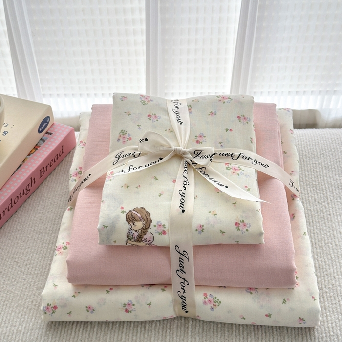 91家纺网 家纺一手货源 找家纺 2025新款全棉A类双层纱四件套系列-叠拍 美好时光