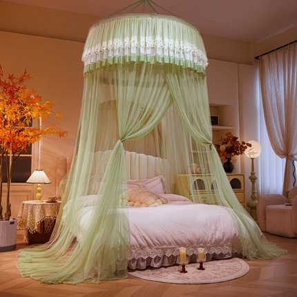 雪姿家纺 2025新款圆顶公主风落地蚊帐-倾城 倾城-柳绿