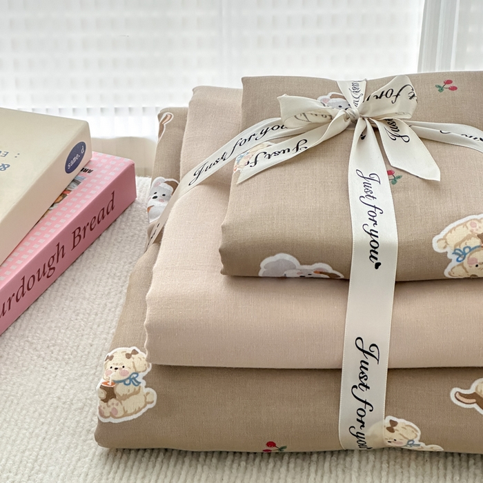 91家纺网 家纺一手货源 找家纺 2025新款全棉A类双层纱四件套系列-叠拍 可爱西高地