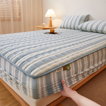 91家纺网 家纺一手货源 找家纺 喜居 2025新款全棉色织大豆夹棉床笠 布莱兰大豆夹棉床笠