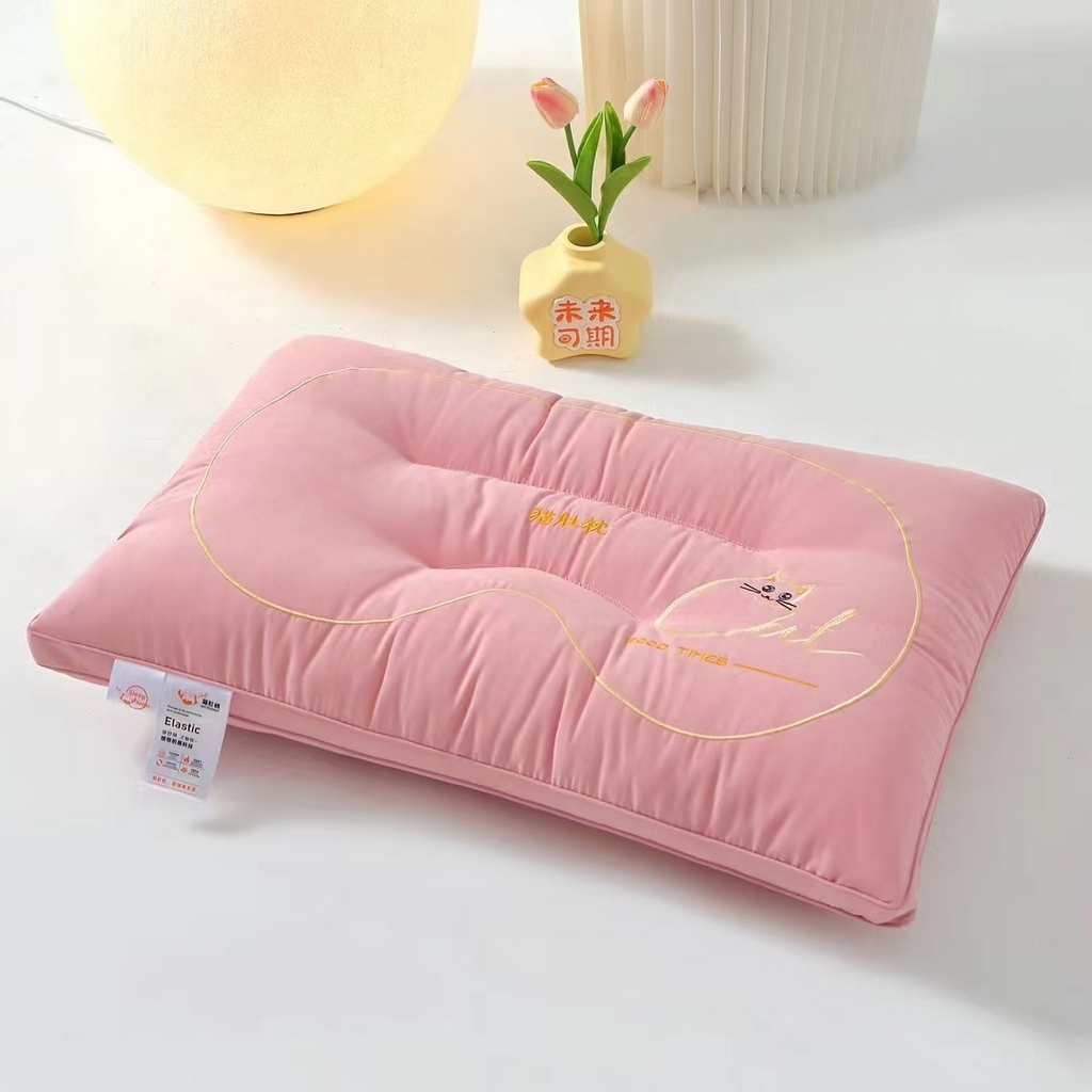 91家纺网 家纺一手货源 找家纺 2025新款猫肚枕枕头枕芯48x74cm/只 粉色