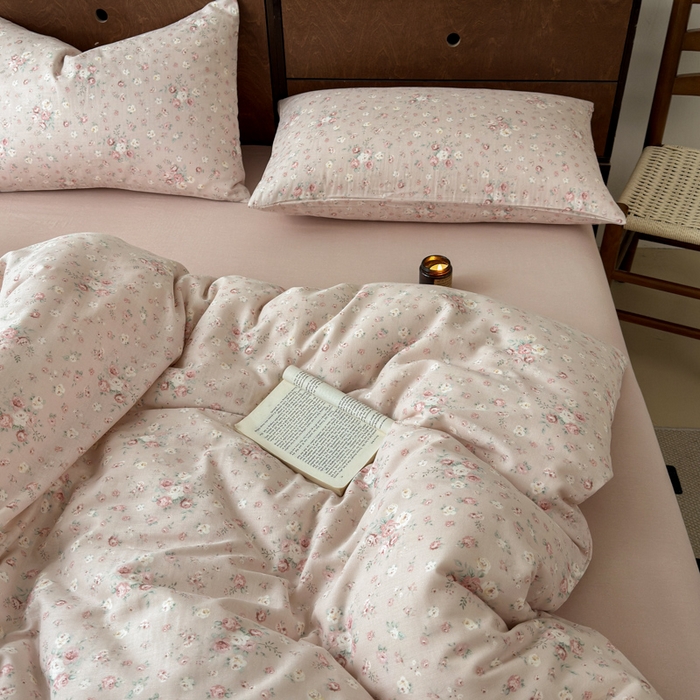 91家纺网 家纺一手货源 找家纺 2025新款全棉A类双层纱四件套系列-床拍 玫瑰庄园