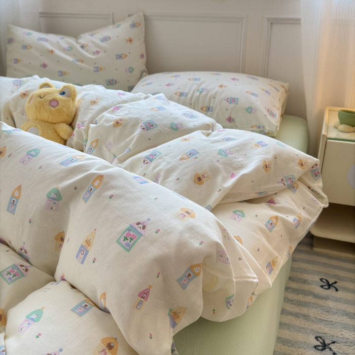 91家纺网 家纺一手货源 找家纺 2025新款全棉A类双层纱四件套系列-床拍 爱丁堡