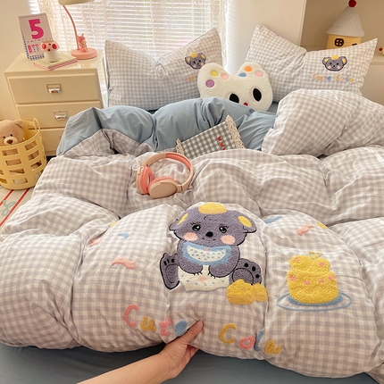 91家纺网 家纺一手货源 找家纺 优承佳生活馆 2025新款水洗m毛巾绣四件套 狗狗甜品站