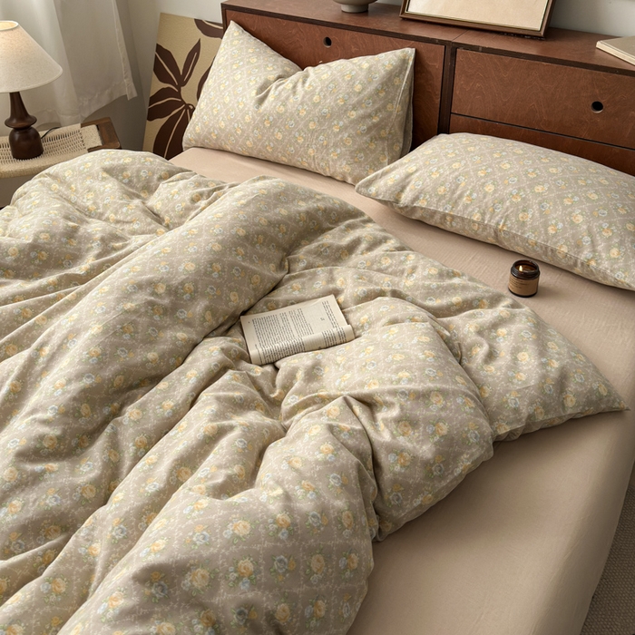 91家纺网 家纺一手货源 找家纺 2025新款全棉A类双层纱四件套系列-床拍 写意风情