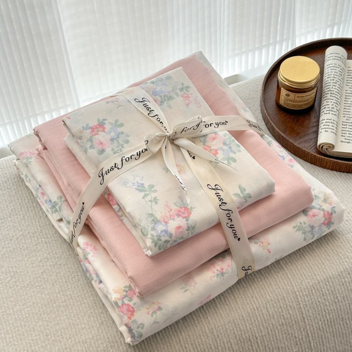 91家纺网 家纺一手货源 找家纺 2025新款全棉A类双层纱四件套系列-叠拍 语薇