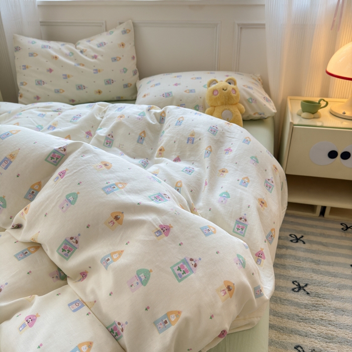 91家纺网 家纺一手货源 找家纺 2025新款全棉A类双层纱四件套系列-床拍 爱丁堡