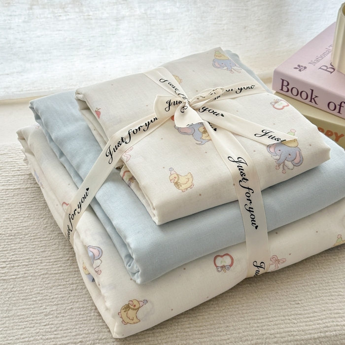 91家纺网 家纺一手货源 找家纺 2025新款全棉A类双层纱四件套系列-叠拍 可可象