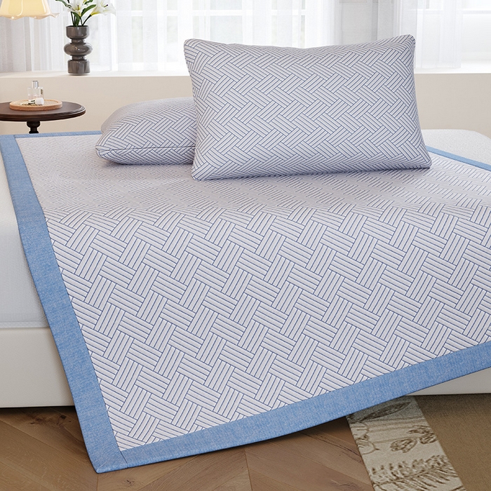 91家纺网 家纺一手货源 找家纺 野马 2025新款跨境外贸亚马逊专供PE小冰块凉席【支持跨境电商要求】提供一件代发,JIT定制需求 蓝色