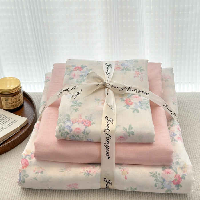 91家纺网 家纺一手货源 找家纺 2025新款全棉A类双层纱四件套系列-叠拍 语薇