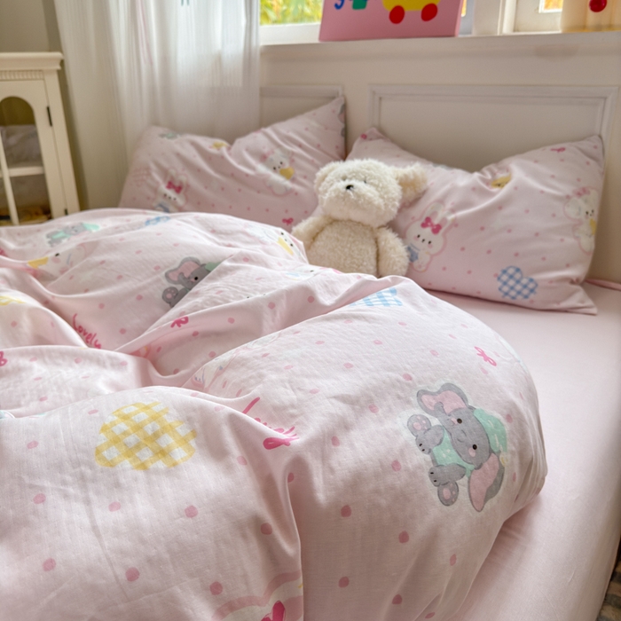 91家纺网 家纺一手货源 找家纺 2025新款全棉A类双层纱四件套系列-床拍 趣味王国