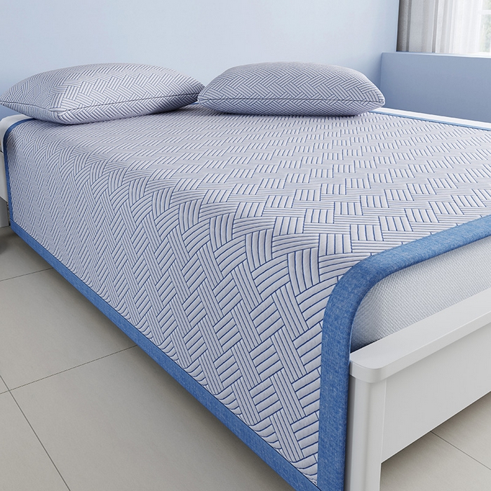 91家纺网 家纺一手货源 找家纺 野马 2025新款跨境外贸亚马逊专供PE小冰块凉席【支持跨境电商要求】提供一件代发,JIT定制需求 蓝色