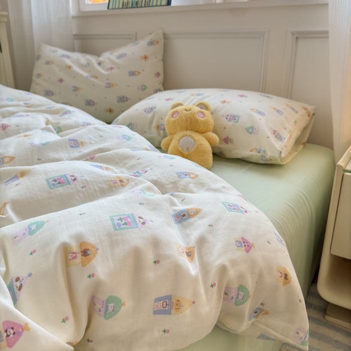 91家纺网 家纺一手货源 找家纺 2025新款全棉A类双层纱四件套系列-床拍 爱丁堡