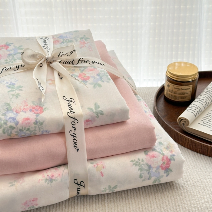 91家纺网 家纺一手货源 找家纺 2025新款全棉A类双层纱四件套系列-叠拍 语薇