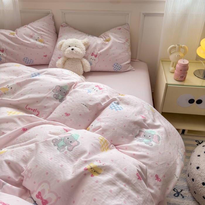 91家纺网 家纺一手货源 找家纺 2025新款全棉A类双层纱四件套系列-床拍 趣味王国