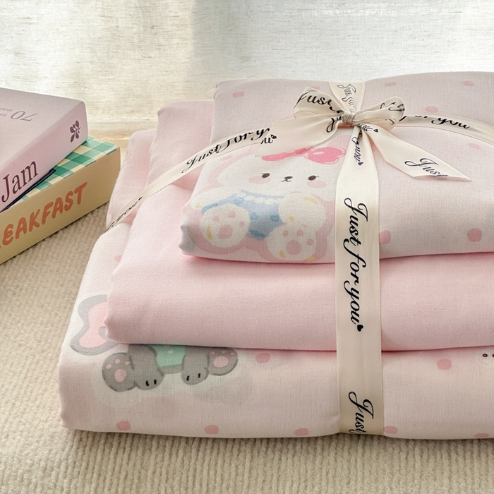 91家纺网 家纺一手货源 找家纺 2025新款全棉A类双层纱四件套系列-叠拍 趣味王国