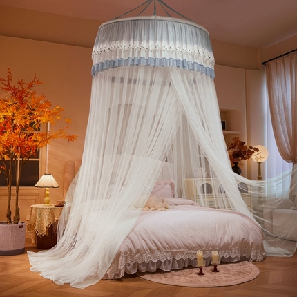 雪姿家纺 2025新款圆顶公主风落地蚊帐-倾城 倾城-雅白